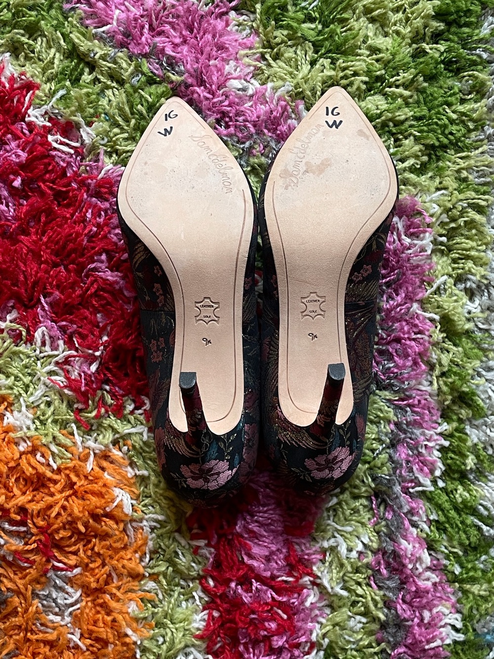 NWOT Sam Edelman Hazel Taper Toe Heeled Pump - Bird Print Fabric - Picture 9 of 14